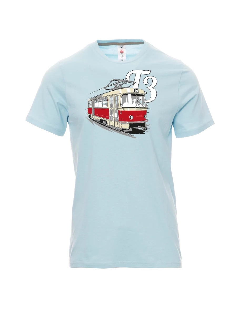 Bledě modré pánské tričko Tramvaj T3