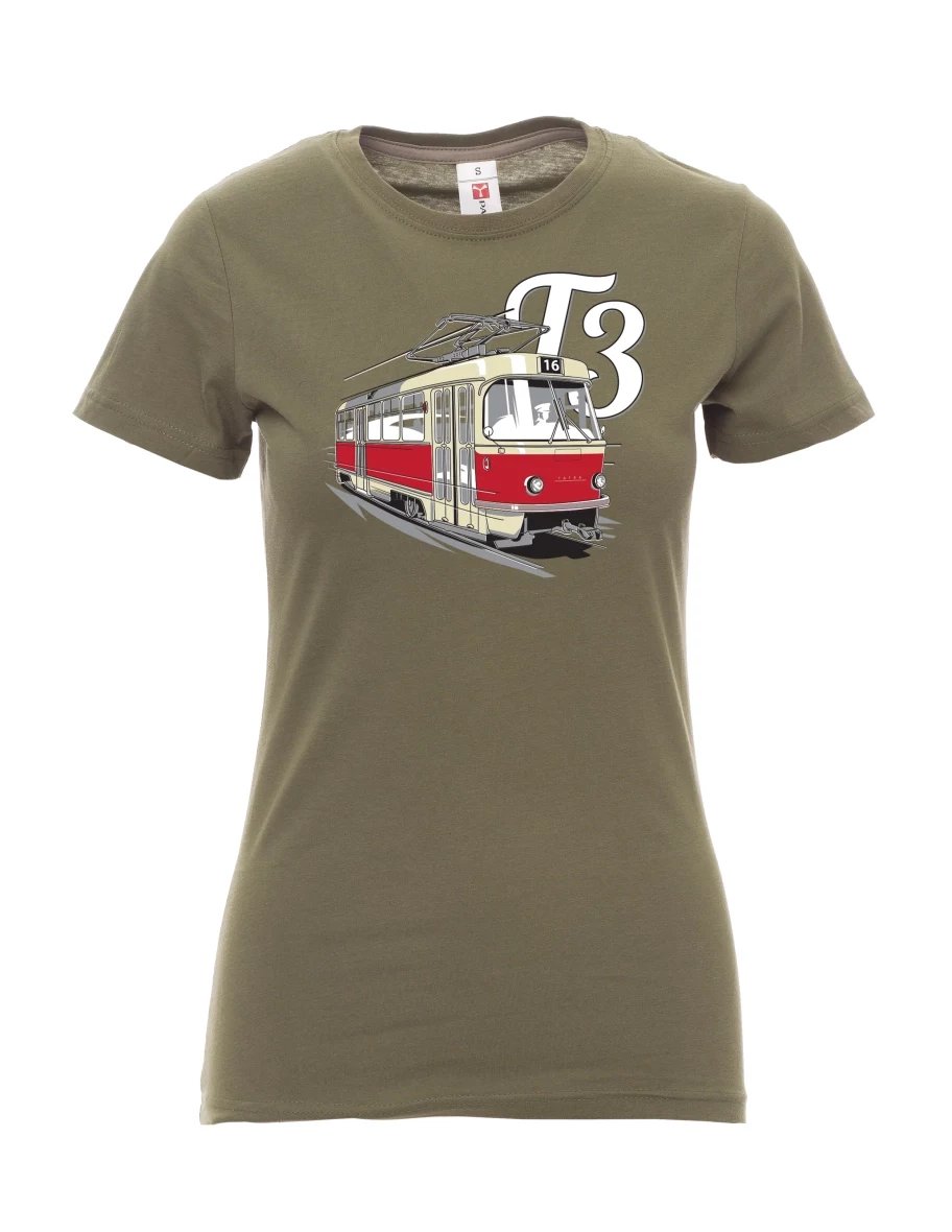 Khaki dámské tričko Tramvaj T3