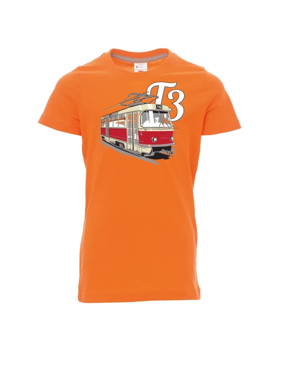 Oranžové detské tričko Tramvaj T3