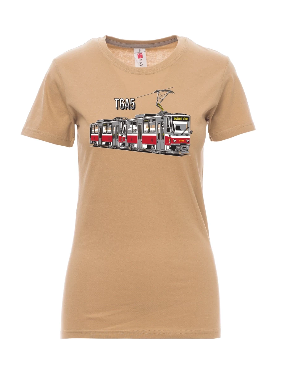 Hnědé dámské tričko Tramvaj T6A5