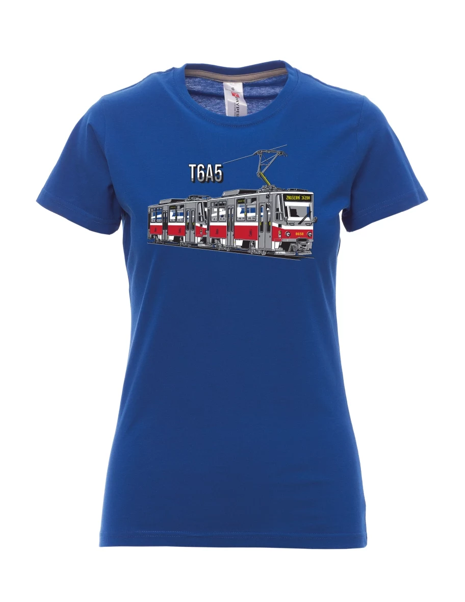 Královsky modré dámské tričko Tramvaj T6A5