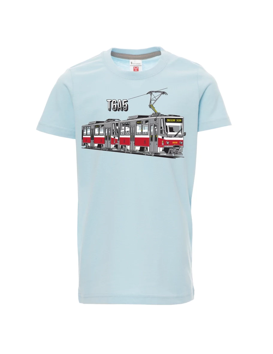 Bledě modré detské tričko Tramvaj T6A5