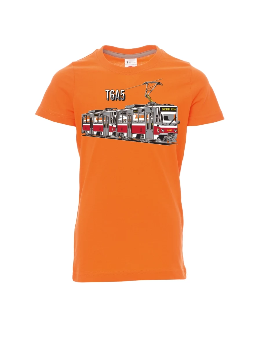 Oranžové detské tričko Tramvaj T6A5