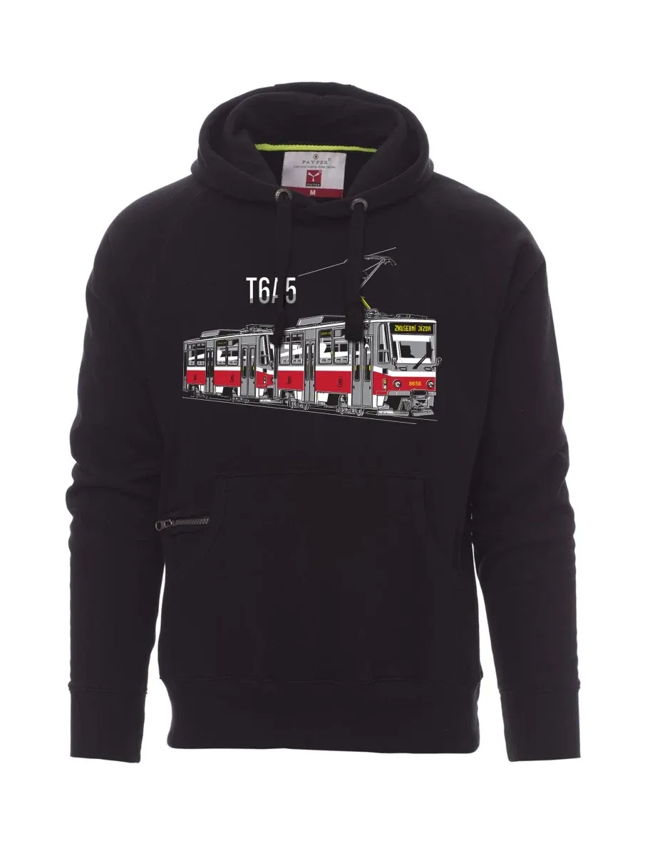 Černá pánská mikina Tramvaj T6A5