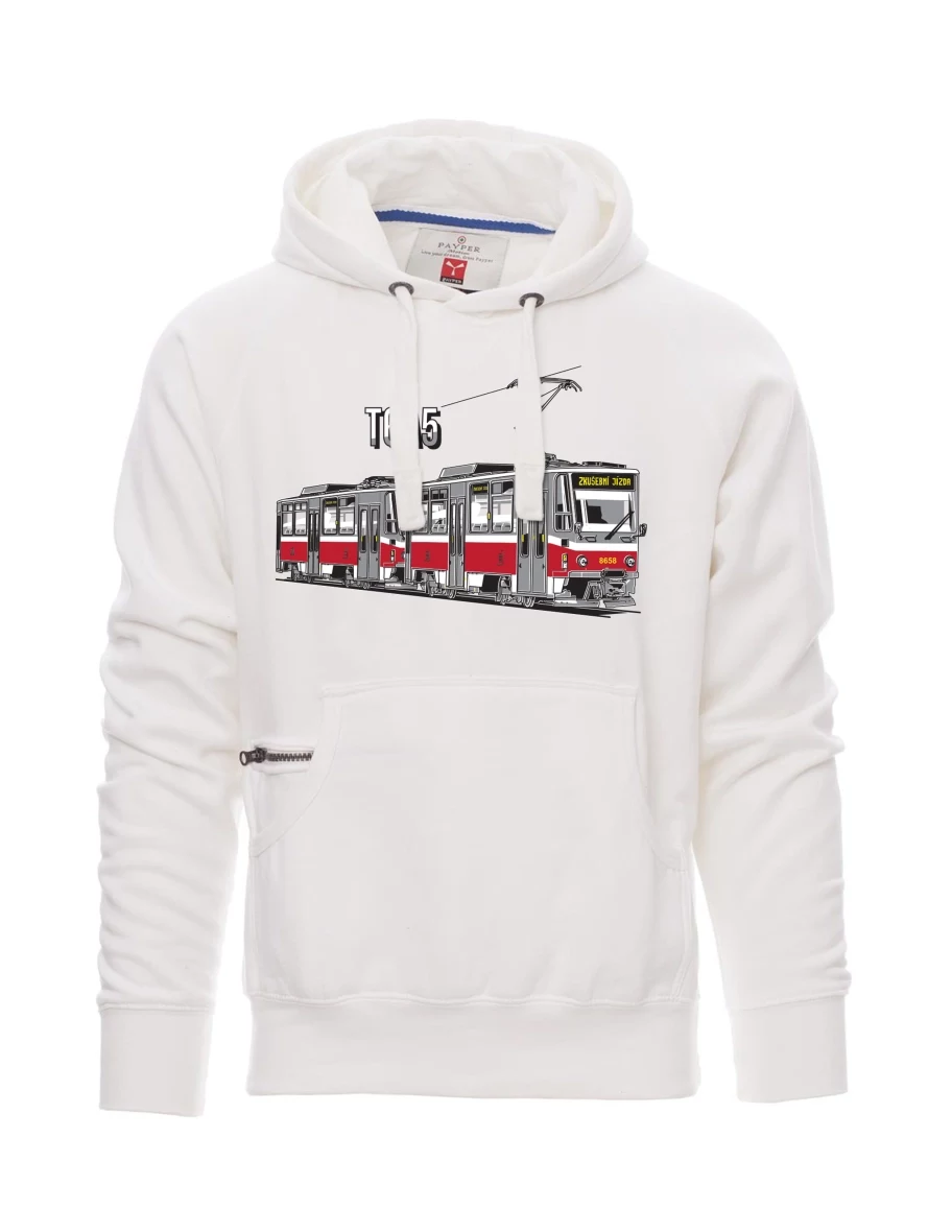 Bílá pánská mikina Tramvaj T6A5