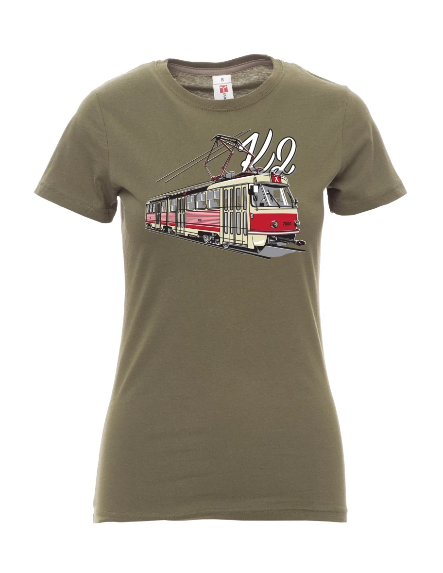 Khaki dámské tričko Električka K2