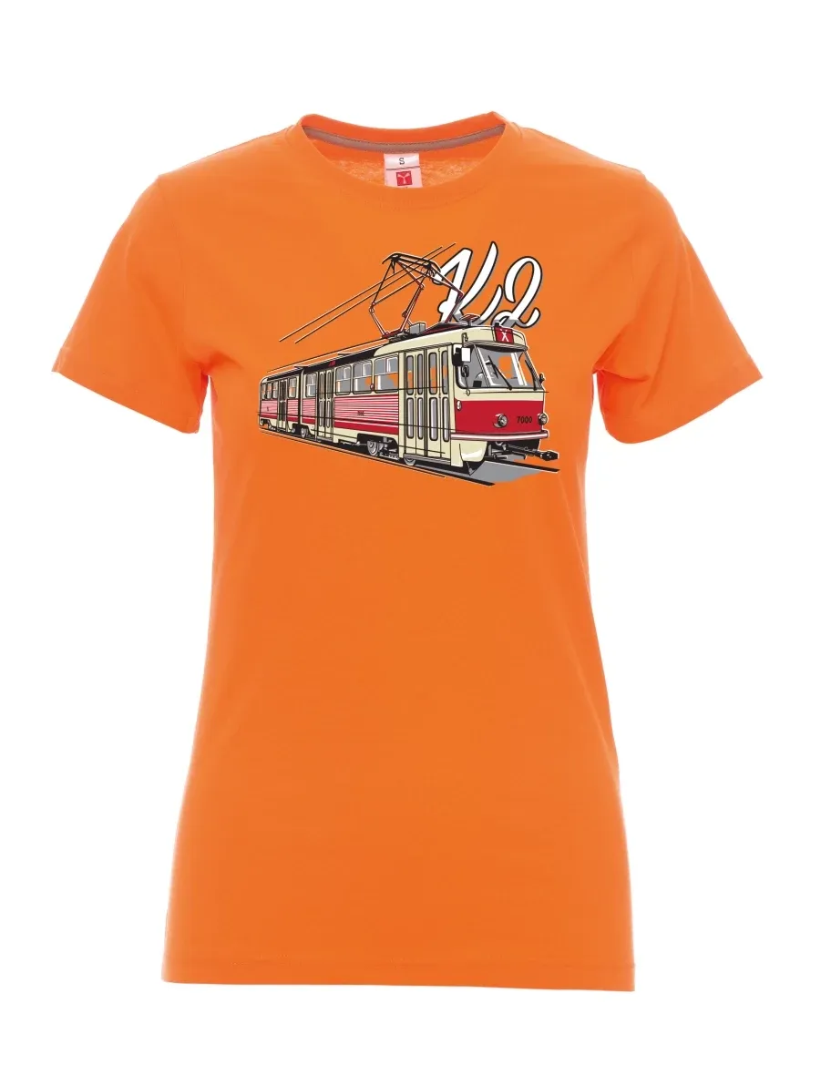 Oranžové dámské tričko Električka K2