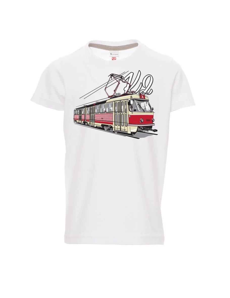 Bílé detské tričko Električka K2