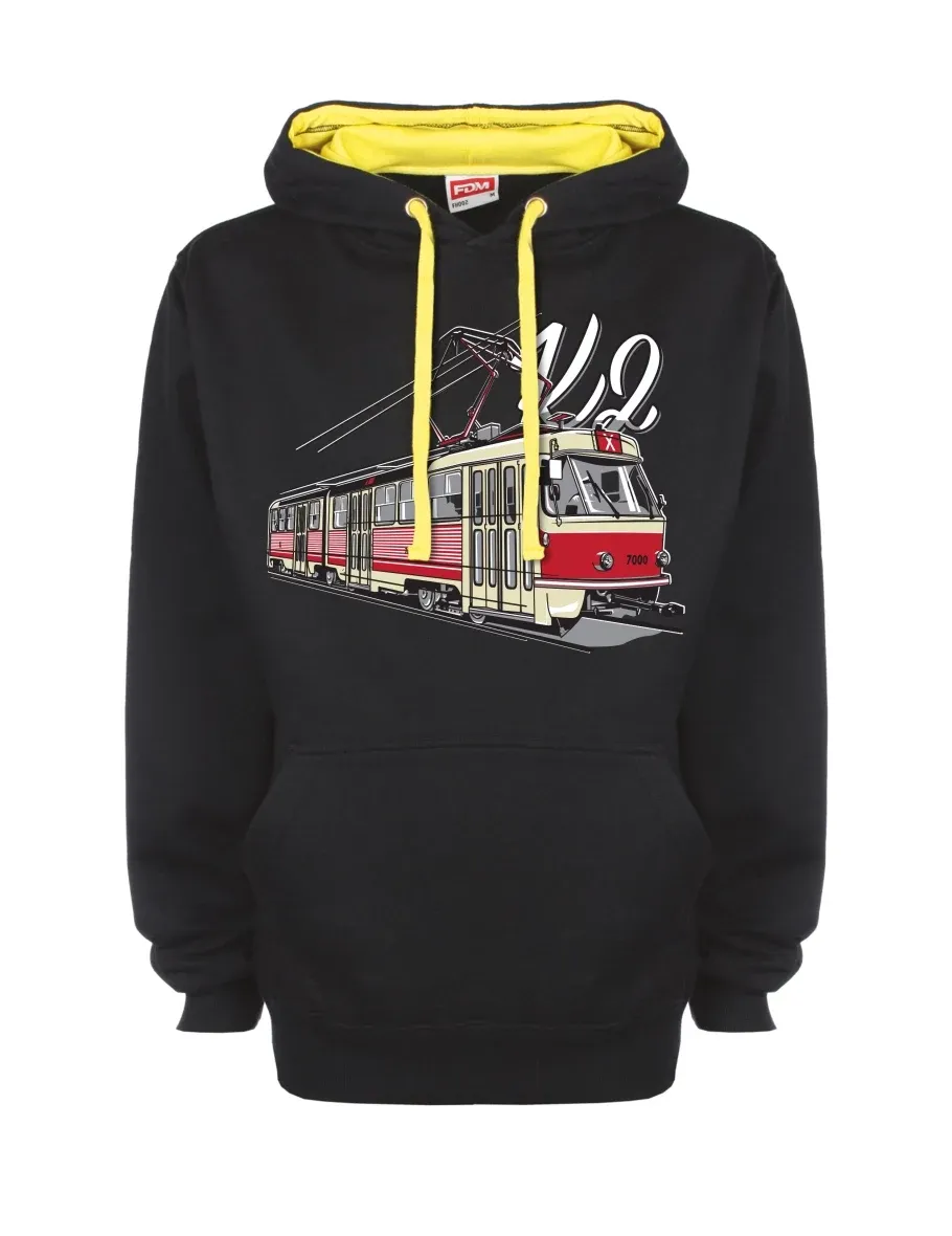 Žluto-černá mikina s Električka K2