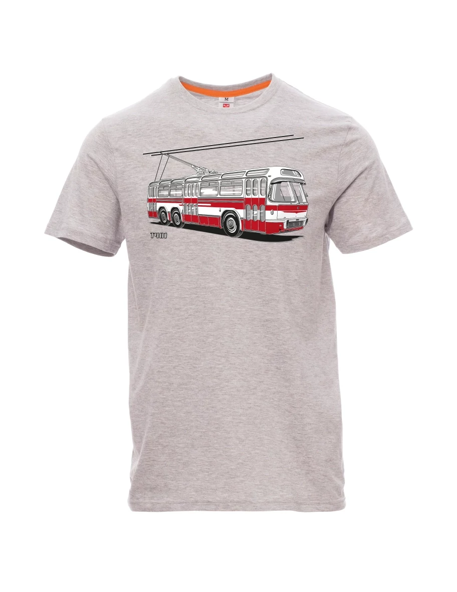Šedé melanžovej pánské tričko Trolejbus  T401