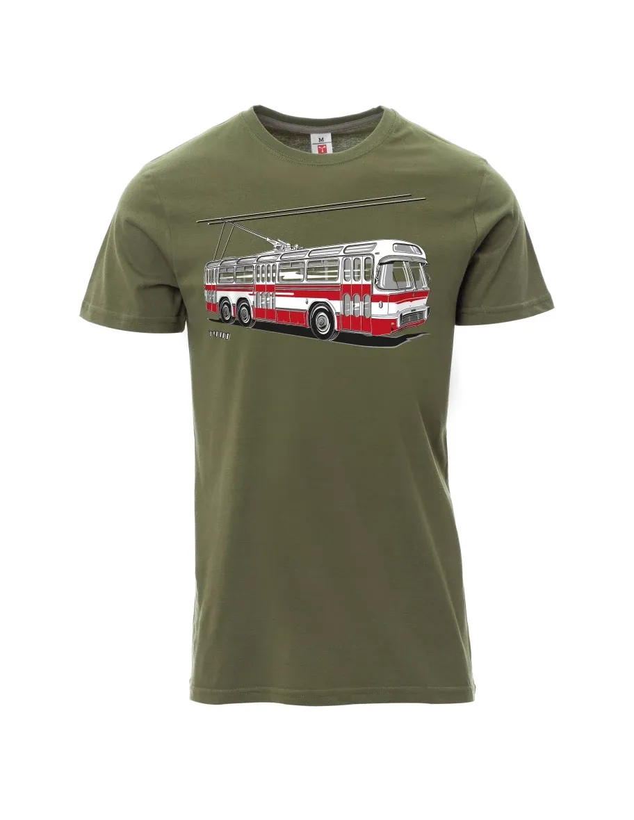 Khaki pánské tričko Trolejbus  T401