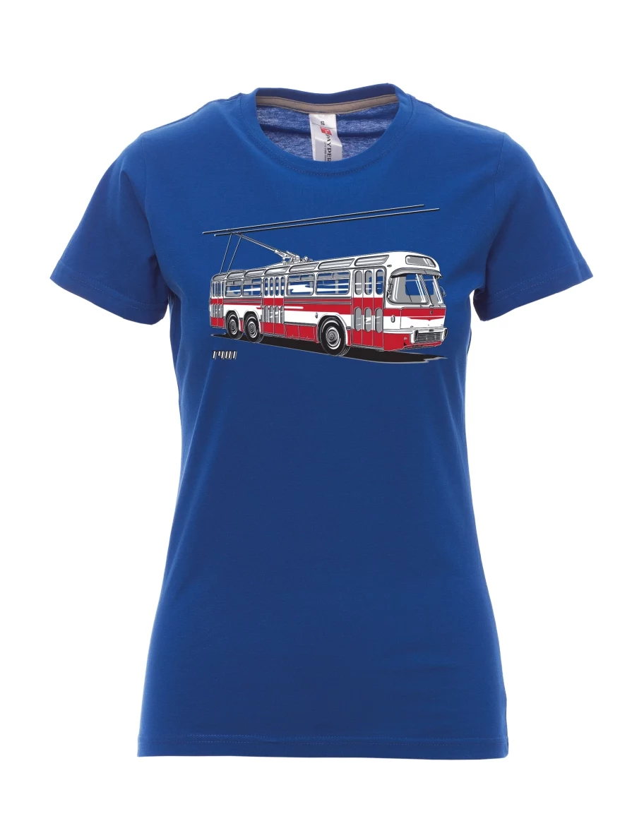 Královsky modré dámské tričko Trolejbus  T401