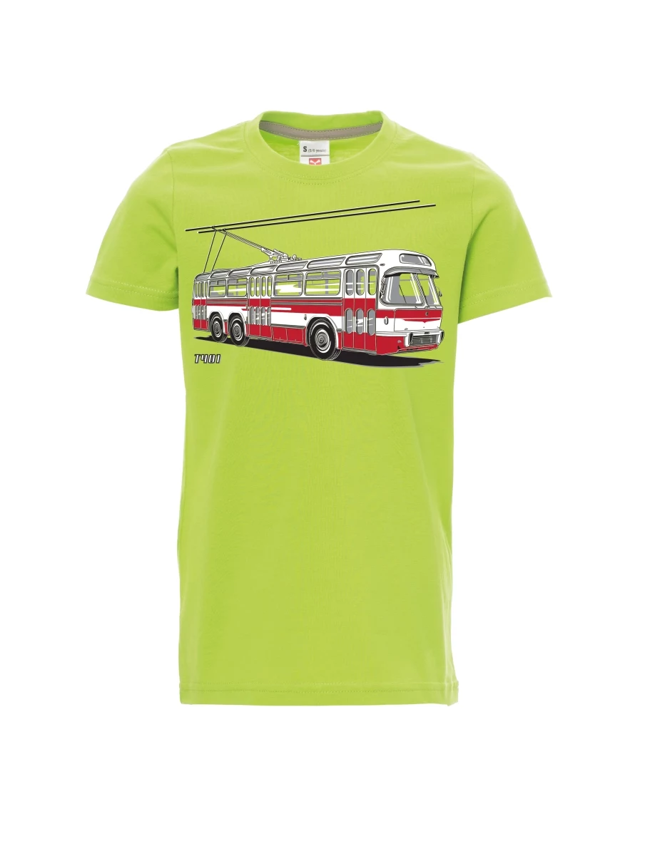 Světle zelené detské tričko Trolejbus  T401