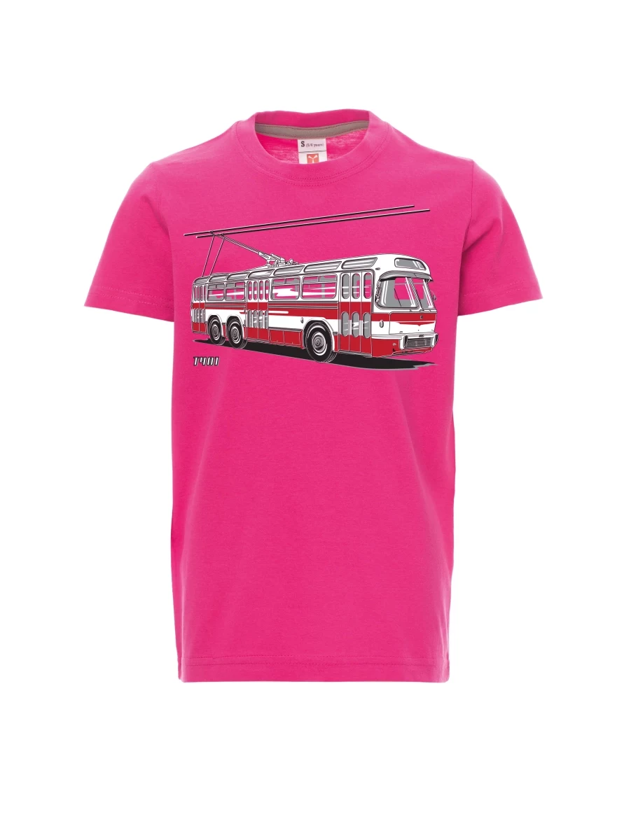 Růžové detské tričko Trolejbus  T401