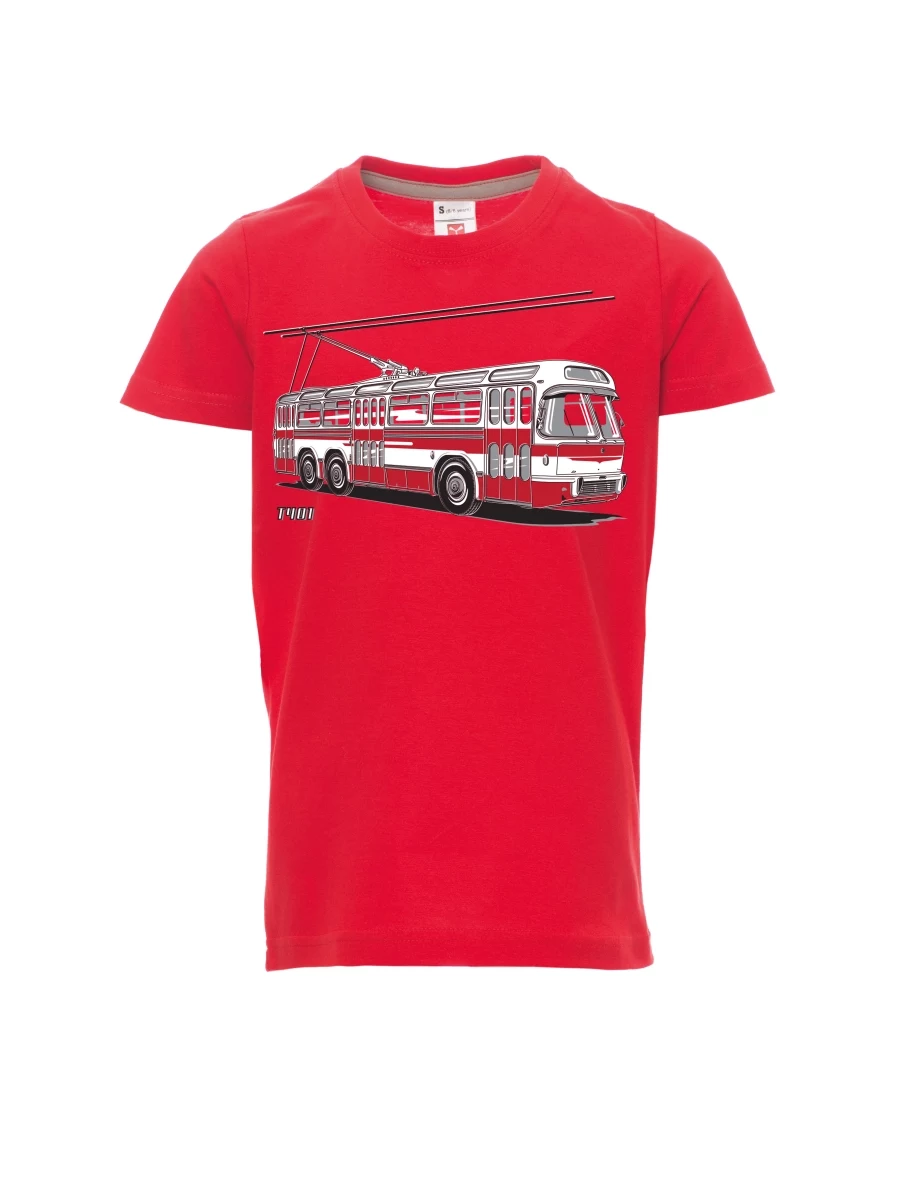 Červené detské tričko Trolejbus  T401