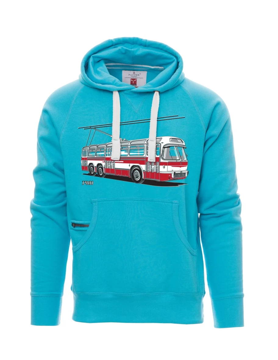 Světle modrá pánská mikina Trolejbus  T401