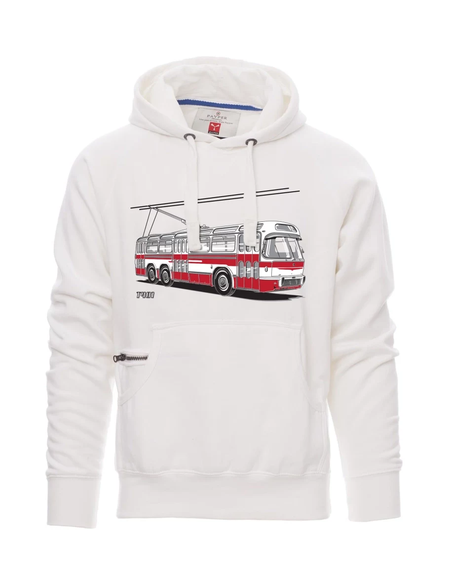 Bílá pánská mikina Trolejbus  T401