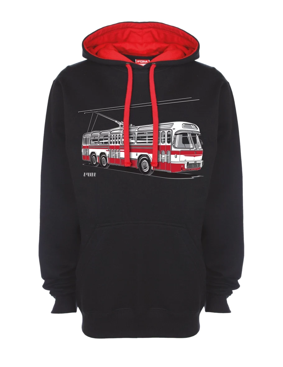Červeno-černá mikina Trolejbus  T401