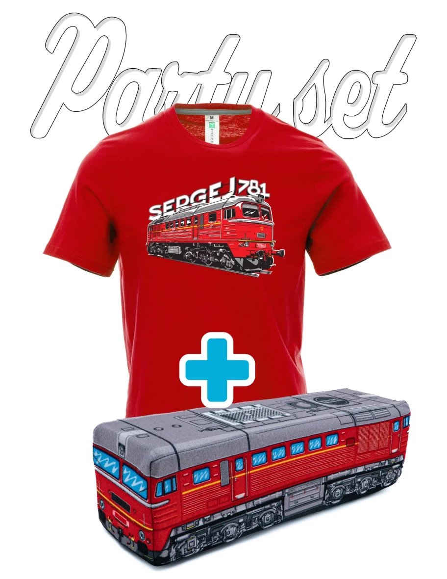 Párty set tričko s plyšovým vankúšom na motívy Lokomotívy 781 "Sergej"