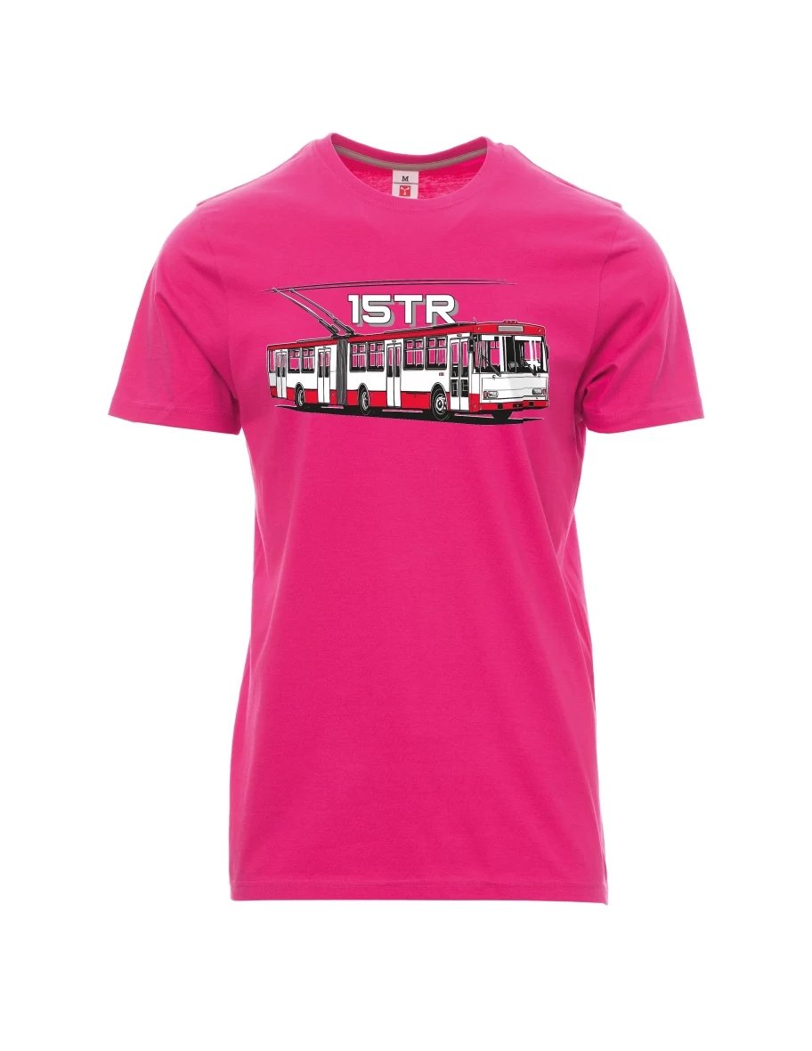 Růžové pánské tričko Trolejbus 15TR