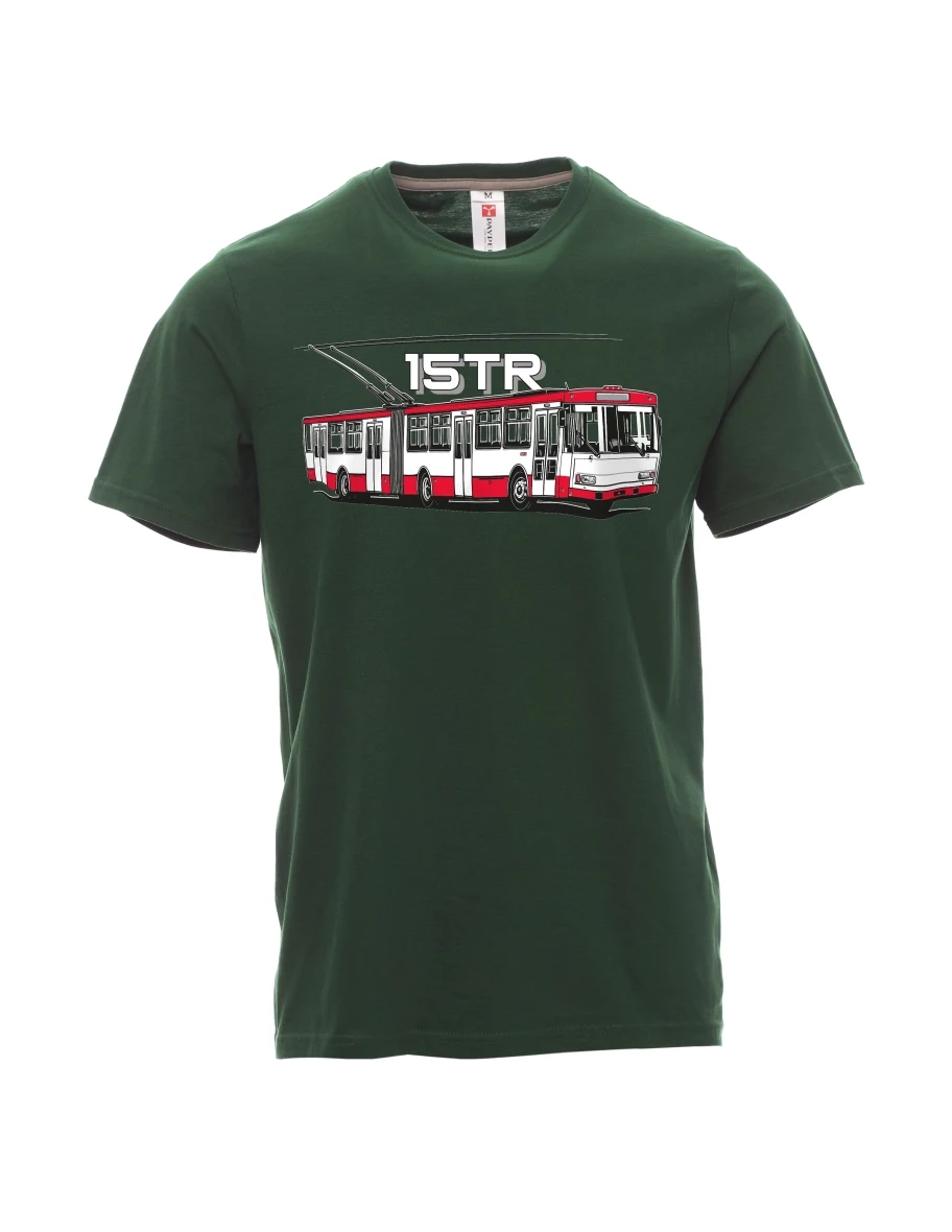 Tmavozelené pánské tričko Trolejbus 15TR