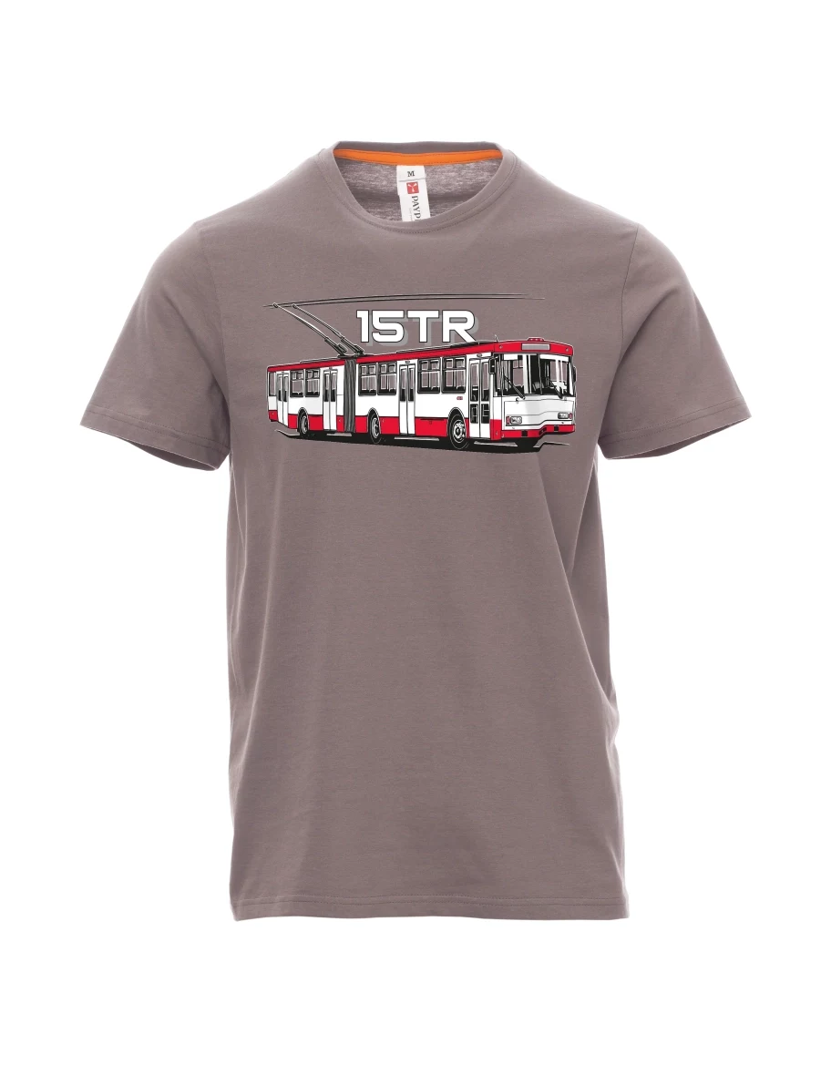Oceľovo šedé pánské tričko Trolejbus 15TR
