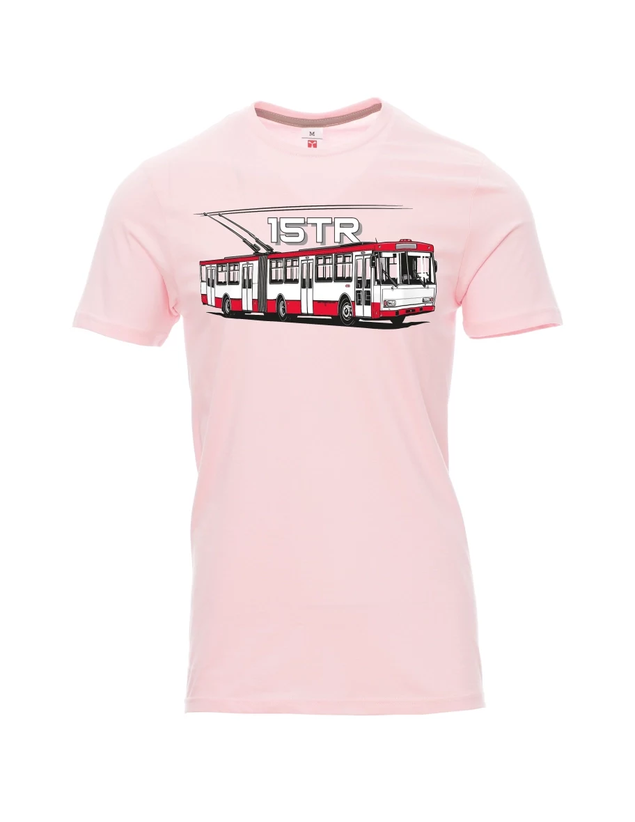 Světlo růžové pánské tričko Trolejbus 15TR
