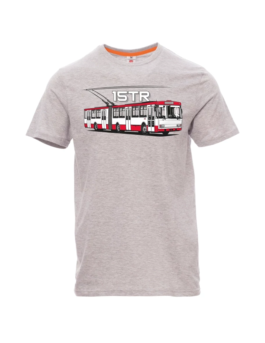 Šedé melanžovej pánské tričko Trolejbus 15TR