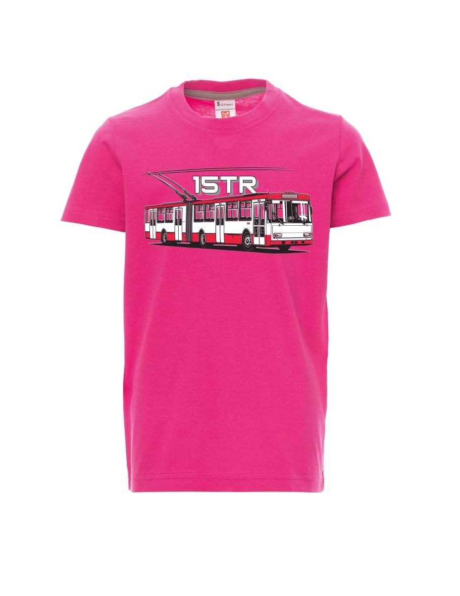 Růžové detské tričko Trolejbus 15TR