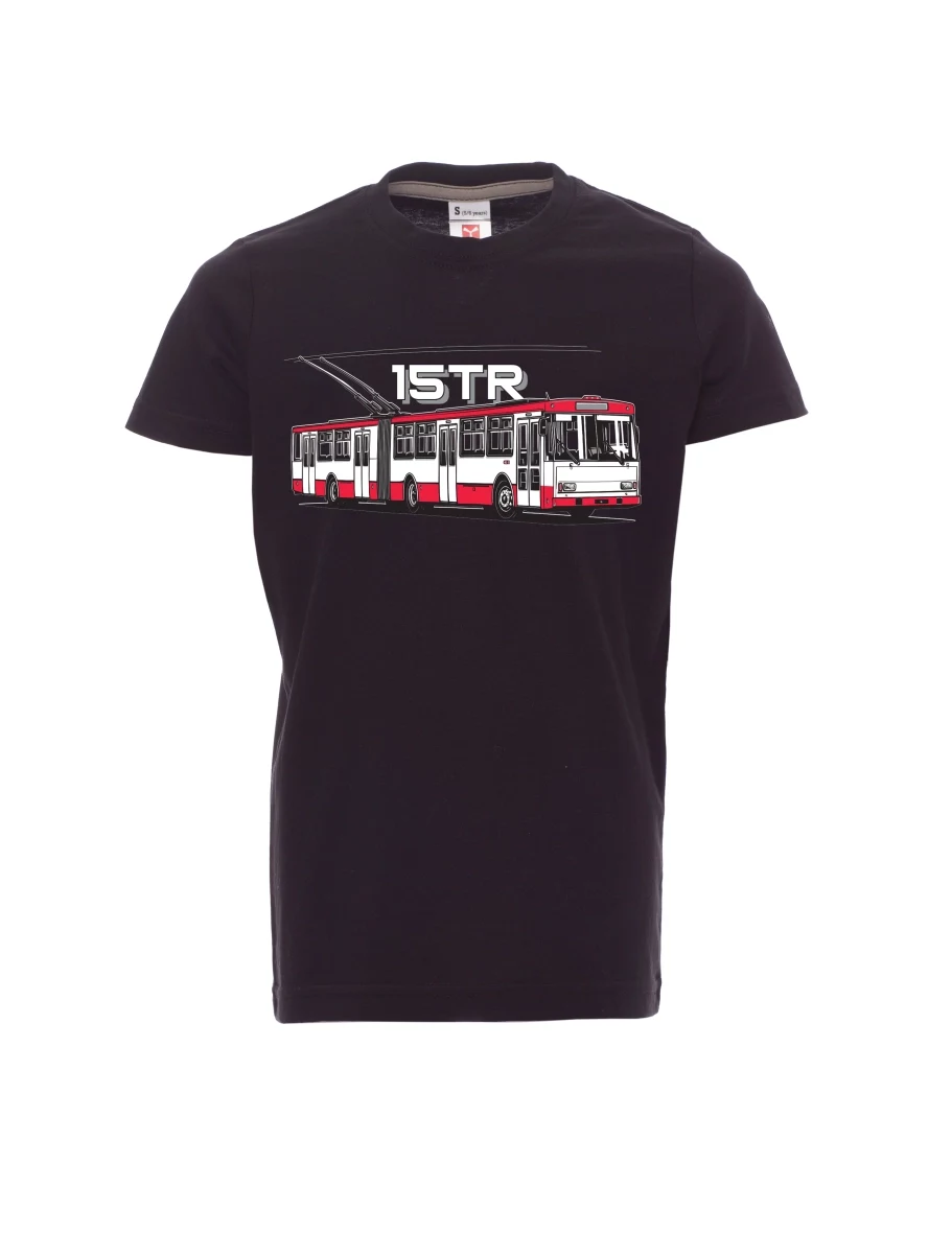 Černé detské tričko Trolejbus 15TR