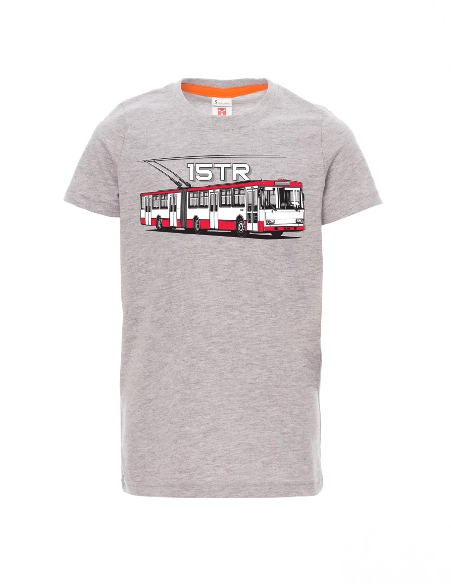 Šedý melír detské tričko Trolejbus 15TR