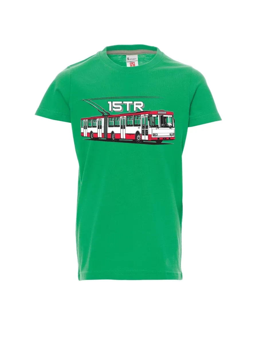 Zelené detské tričko Trolejbus 15TR