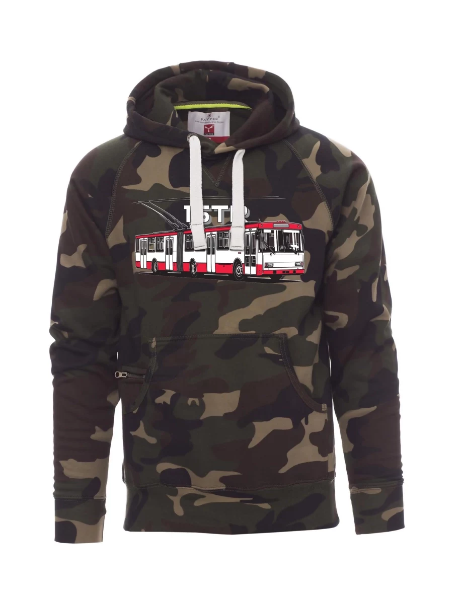 Maskáčová pánská mikina Trolejbus 15TR