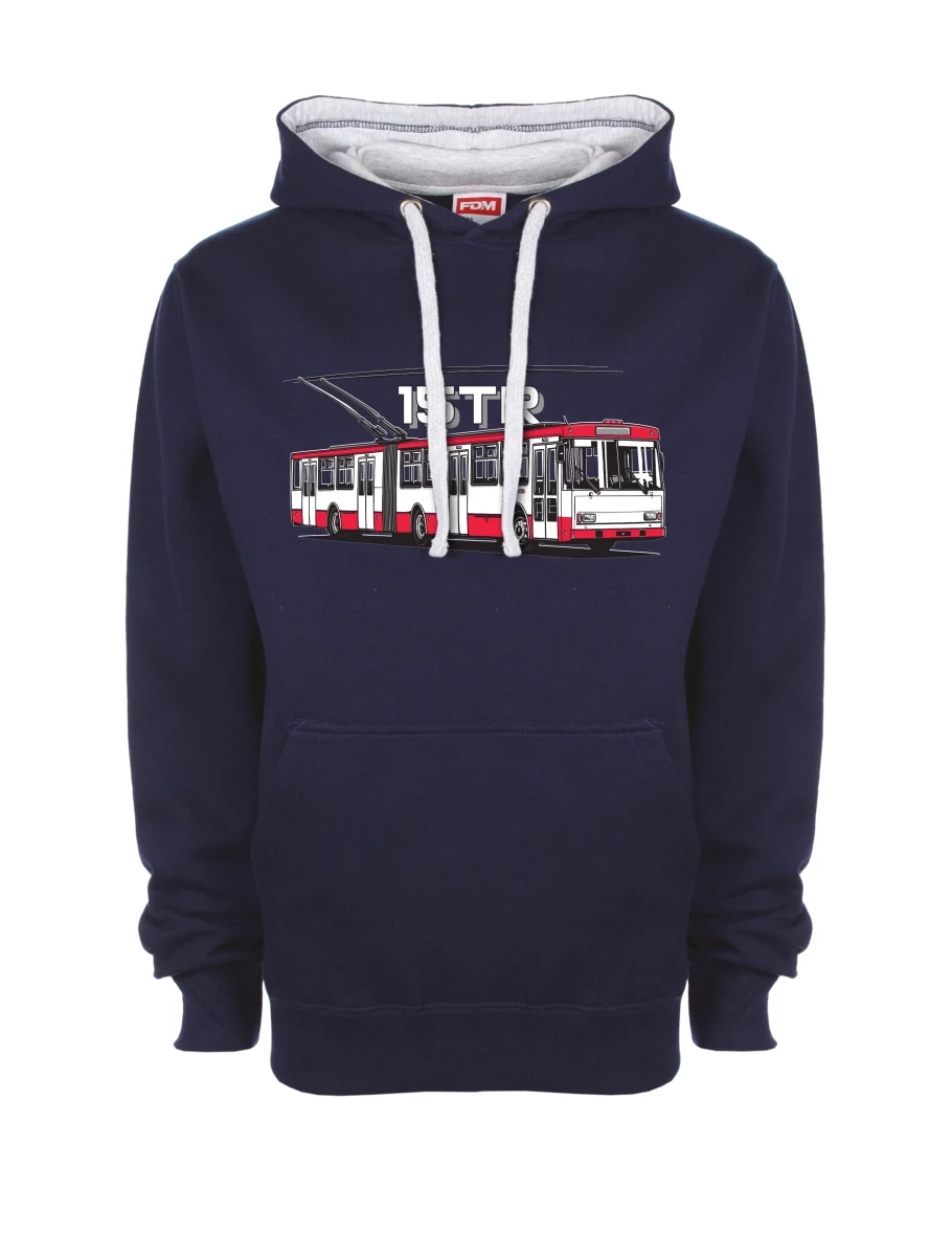 Šedo-námořnická mikina Trolejbus 15TR