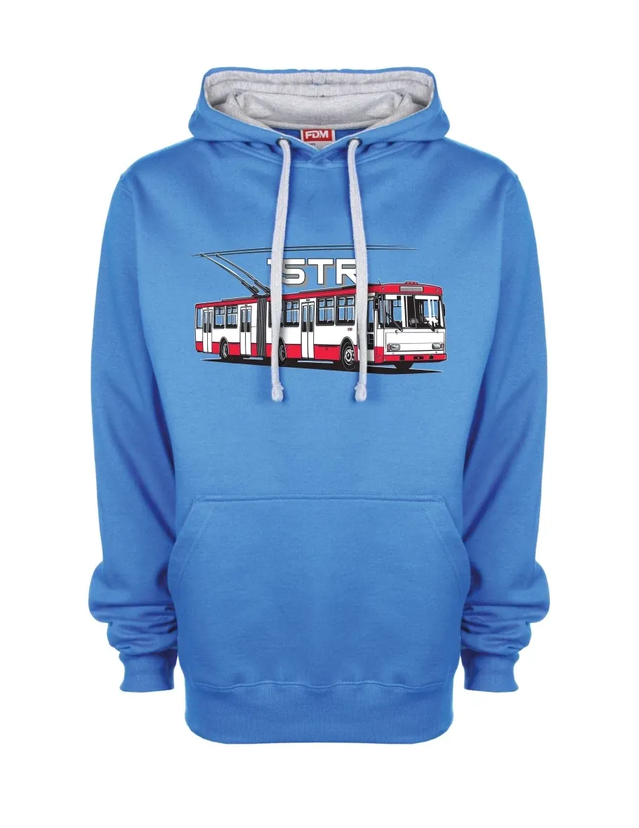 Šedo-modrá mikina Trolejbus 15TR