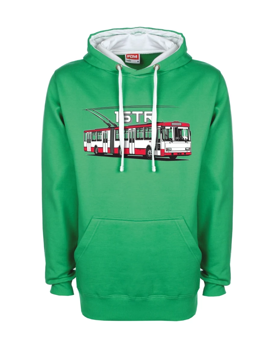 Bílo-zelená mikina Trolejbus 15TR