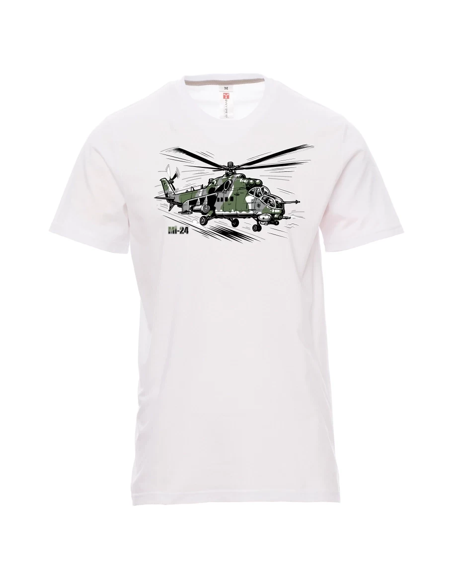 Bílé pánské tričko Vrtuľník Mi-24