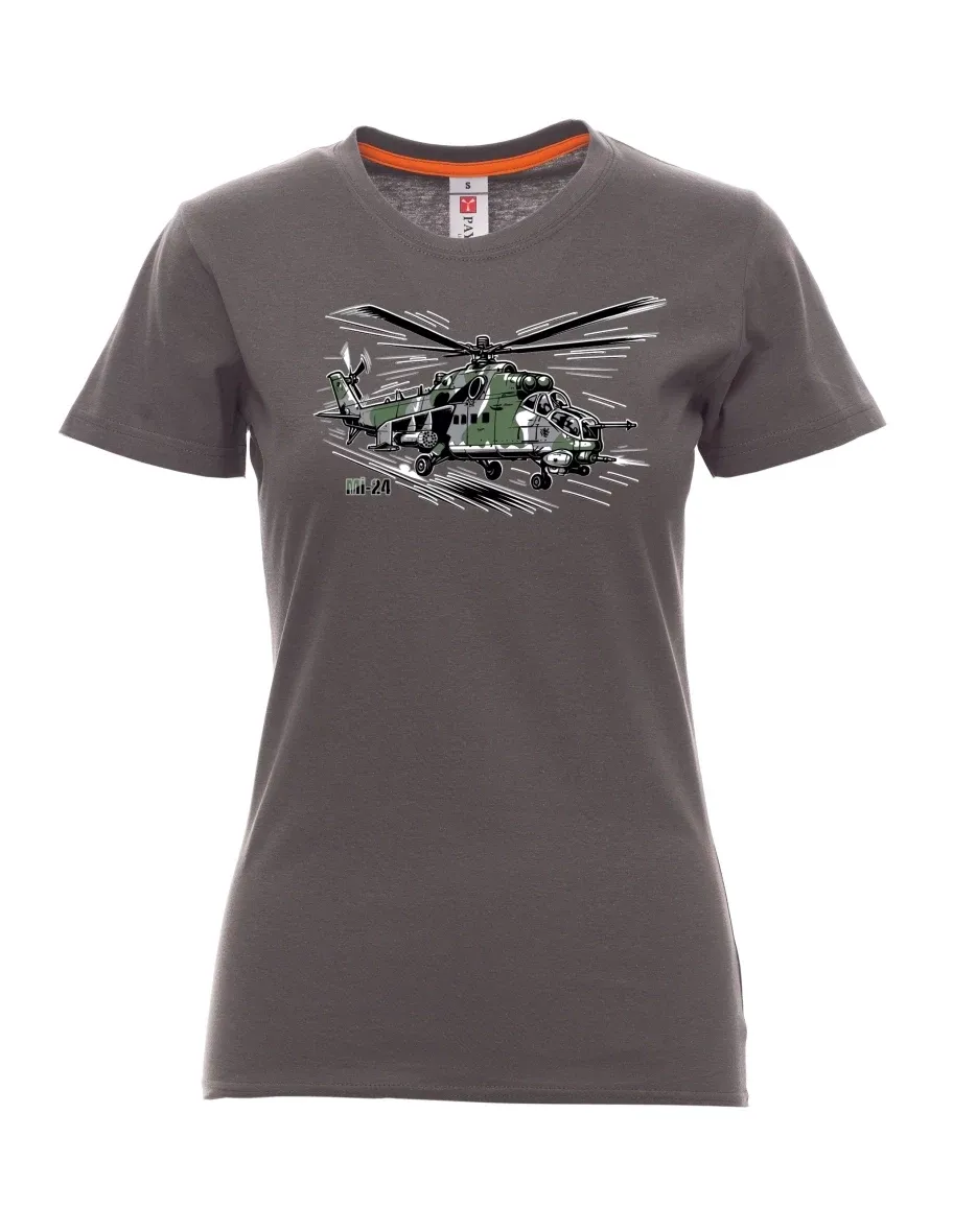 Kouřové dámské tričko Vrtuľník Mi-24