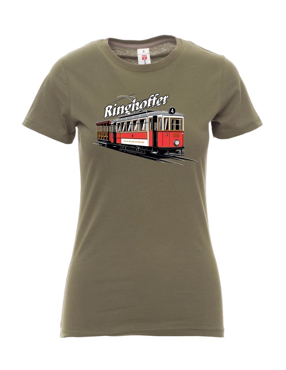Khaki dámské tričko Električka Ringhoffer