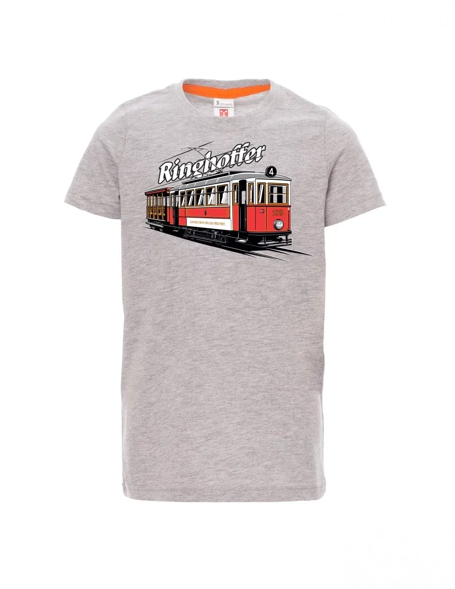 Šedý melír detské tričko Električka Ringhoffer