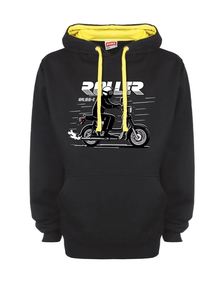 Žluto-černá mikina s Skúter SR 50/1 Roller