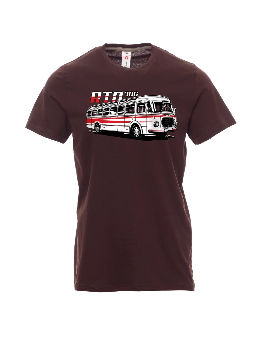 Tmavo hnedé pánské tričko Autobus RTO 706
