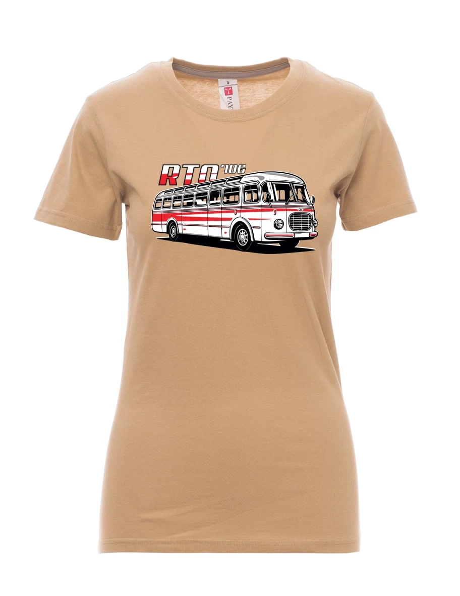 Hnědé dámské tričko Autobus RTO 706