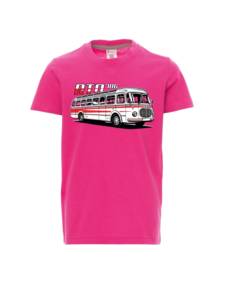 Růžové detské tričko Autobus RTO 706