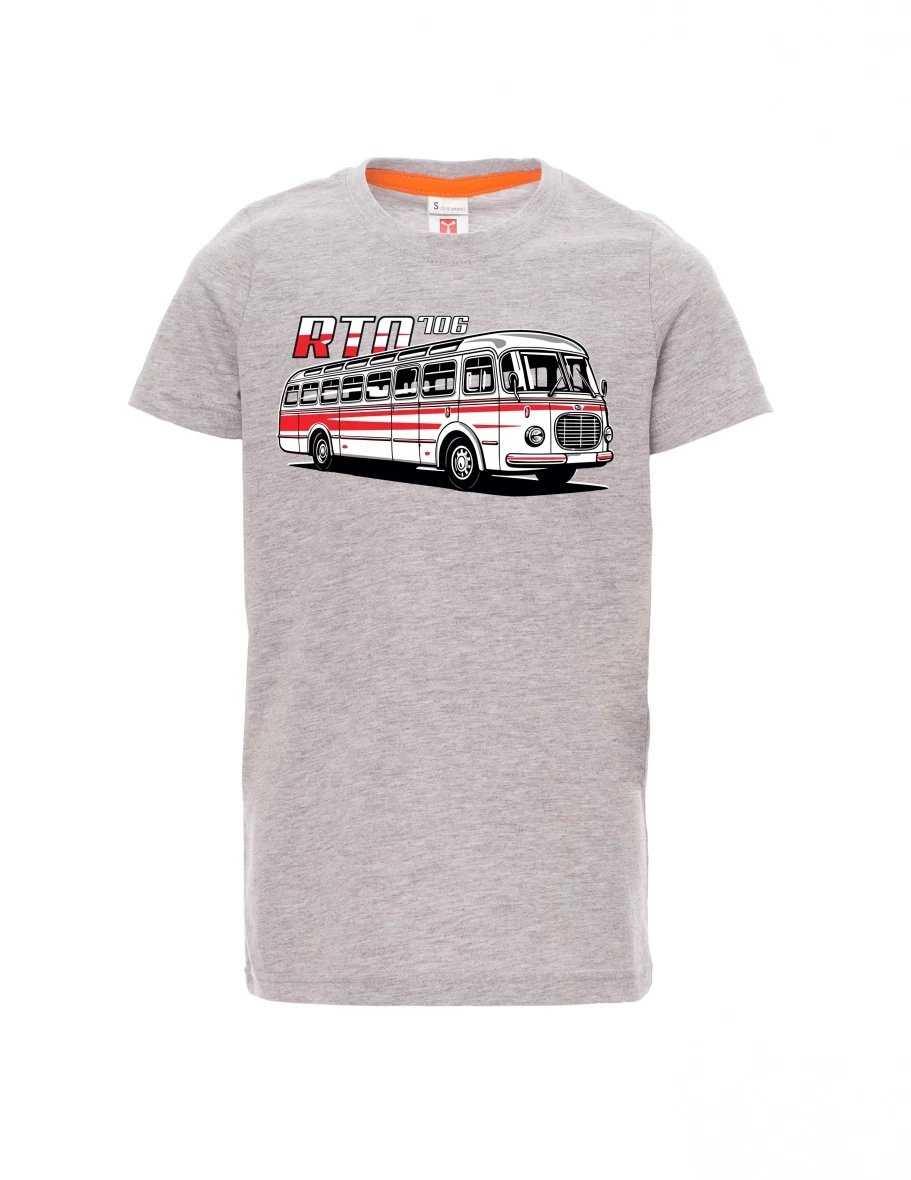 Šedý melír detské tričko Autobus RTO 706