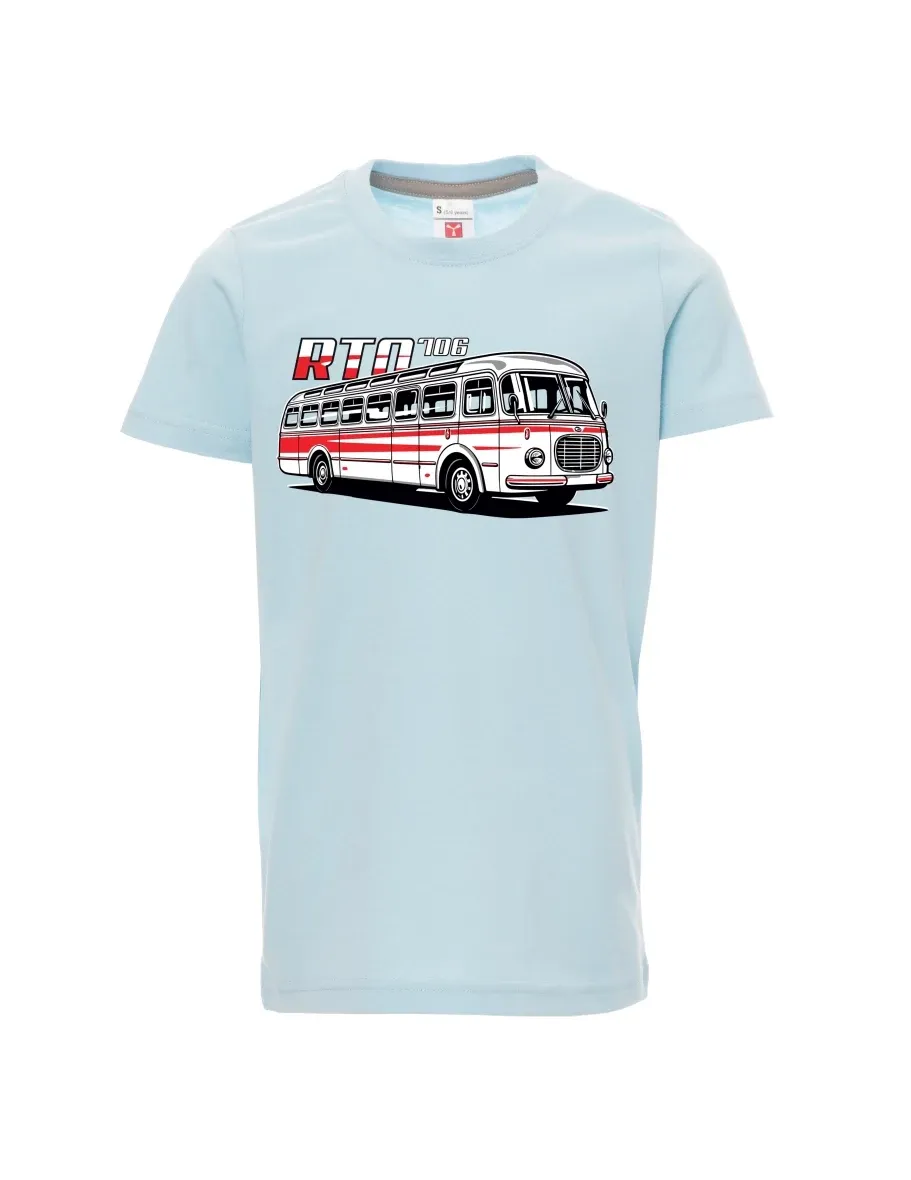 Bledě modré detské tričko Autobus RTO 706