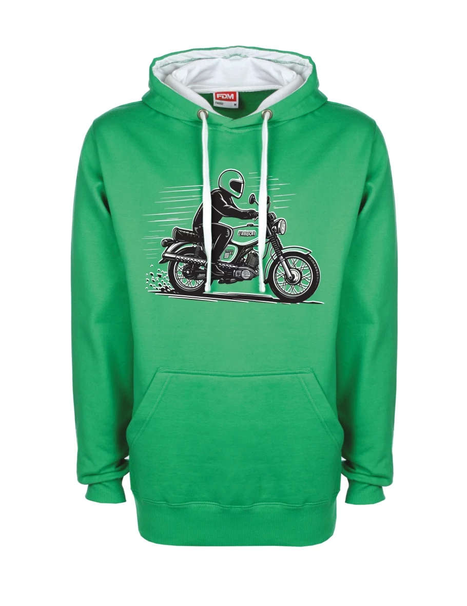 Bílo-zelená mikina Motorka Enduro S51