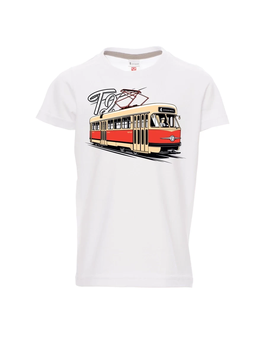 Bílé detské tričko Električka T2