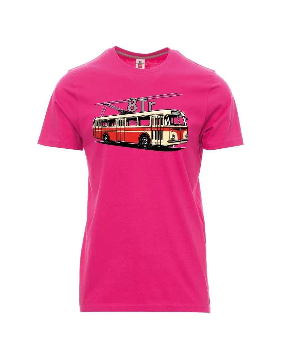 Růžové pánské tričko Trolejbus 8Tr
