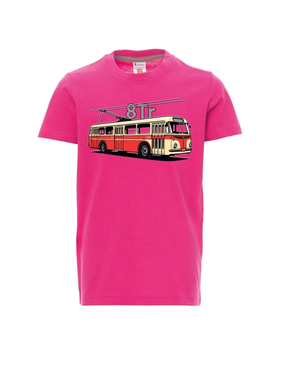 Růžové detské tričko Trolejbus 8Tr